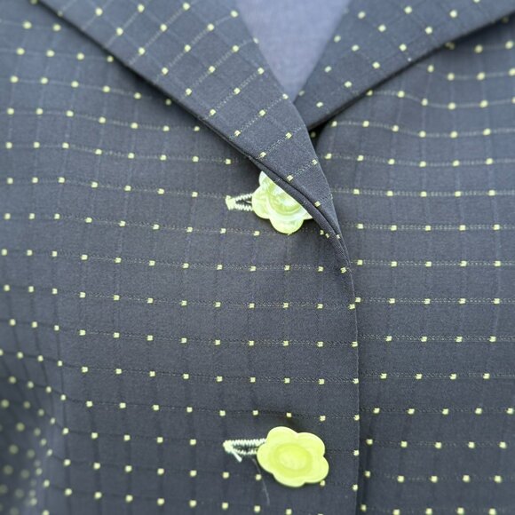 BEAUTIFUL DRESS BARN BLACK AND LIME GREEN  POLK- A-DOT SUIT-SKIRT SET - Picture 2 of 4